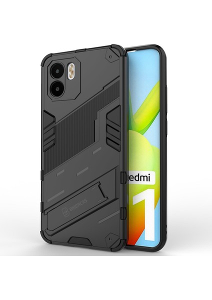 Xiaomi Redmi A1 4g/a2 4g Pc+Tpu Hibrid Case Kickstand Damla Damalı Telefon Geri Kapak Black Için (Yurt Dışından)