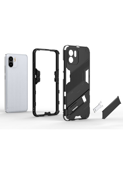 Xiaomi Redmi A1 4g/a2 4g Pc+Tpu Hibrid Case Kickstand Damla Damalı Telefon Geri Kapak Black Için (Yurt Dışından)