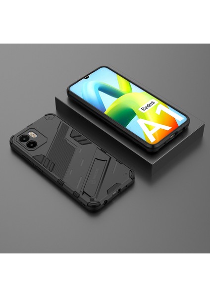 Xiaomi Redmi A1 4g/a2 4g Pc+Tpu Hibrid Case Kickstand Damla Damalı Telefon Geri Kapak Black Için (Yurt Dışından)