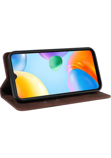 Xiaomi Için Redmi 10C 4g/redmi 10 (Hindistan) 4g/redmi 10 Güç Telefon Kılıfı Rfıd Engelleme Deri Kapak Kahverengi (Yurt Dışından) modelleri