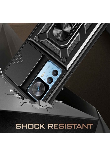 Xiaomi 12T 5g/redmi K50 Ultra 5g Için Telefon Kılıfı, Şok Geçirmez Yüzük Kickstand Pc+Tpu Koruyucu Arka Kapak Slayt Kamera Koruyucu Mavi (Yurt Dışından) modelleri