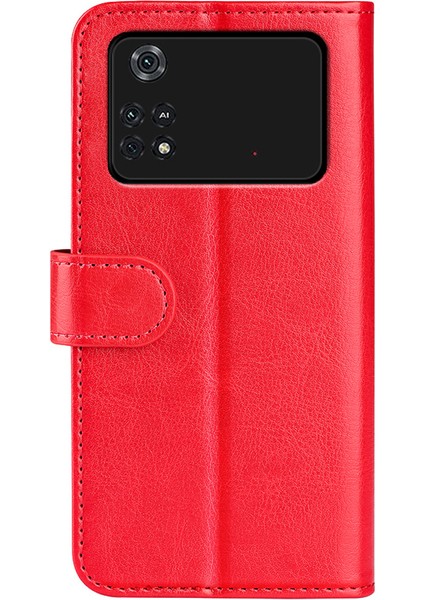 Xiaomi Için Poco M4 Pro 4g Çılgın At Doku Folio Deri Kılıf Cüzdan Ayarlanabilir Stand Telefon Kabuğu-Kırmızı (Yurt Dışından) modelleri