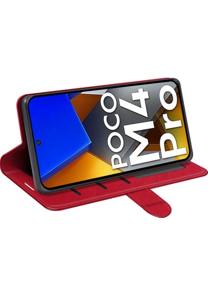 Xiaomi Için Poco M4 Pro 4g Çılgın At Doku Folio Deri Kılıf Cüzdan Ayarlanabilir Stand Telefon Kabuğu-Kırmızı (Yurt Dışından) indirimleri
