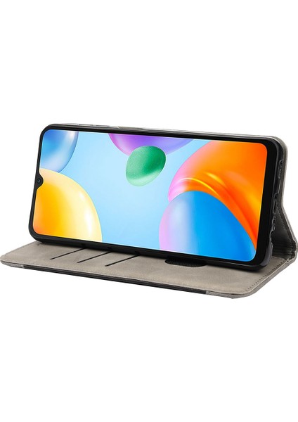 Xiaomi Redmi Için 10C Cilt Touch Hissetme Şok Geçirmez Cüzdan Standı Deri Telefon Kasa-Gri (Yurt Dışından) modelleri