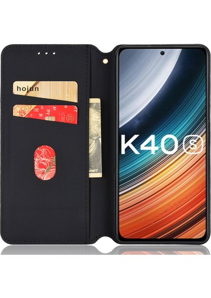 4U Sky Xiaomi Redmi K40S Için 5g/poco F4 5g Pu Deri Eşanjör Baskı Cep Telefonu Kılıfı Manyetik Adsorpsiyon Anti-Drop Telefon Stand Cüzdan Kapak Mavisi (Yurt Dışından)