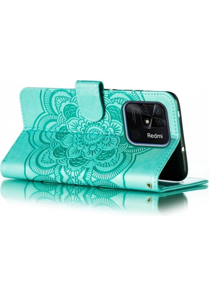 Xiaomi Redmi 10C 4g Pu Deri Cüzdan Stand Kılıfı Mandala Çiçek Telefonu Kapak Yeşil (Yurt Dışından) indirimleri