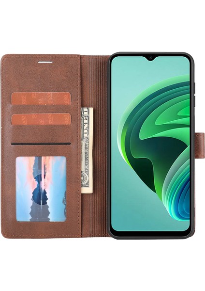Xiaomi Redmi 10 5g/not 11E 5g/10 Prime+ 5g/xiaomi Poco M4 5g Anti-Çizelge Telefon Flip Deri Kılıf Şok Geçirmez Telefon Koruyucu Kapak Kahverengi (Yurt Dışından)