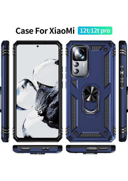 Xiaomi 12T 5G/12T Pro 5g/redmi K50 Ultra 5g, Pc+Tpu Telefon Kapağı Ring Kickstand-Mavi (Yurt Dışından) modelleri