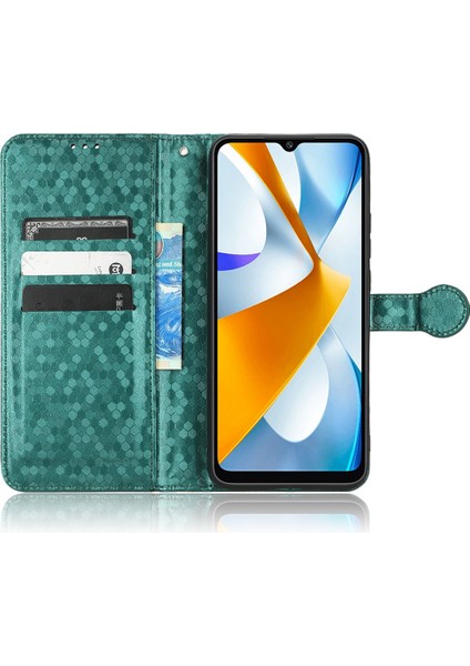 Xiaomi Için Poco C40 4g Anti-Çizelge Folio Flip Kapak Standı Cüzdan Telefon Kılıfı Dot Deseni Tpu+Pu Deri Koruyucu Kabuk Yeşili (Yurt Dışından)