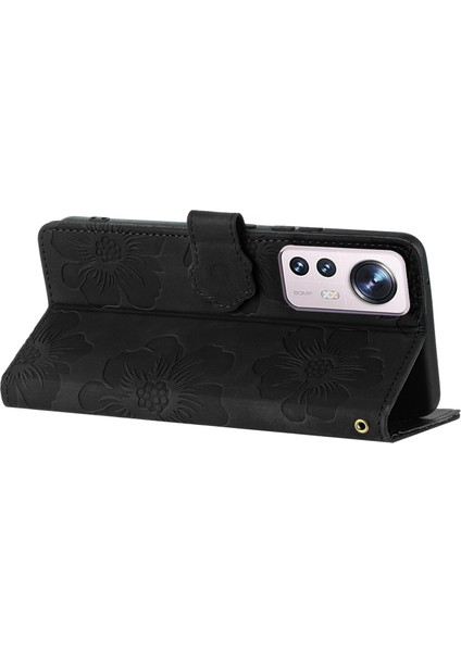 Xiaomi Için 12 Lite 5g Çiçekler Baskılı Pu Deri Cüzdan Kılıf Cep Telefonu Stand Kapağı Black (Yurt Dışından) indirimleri