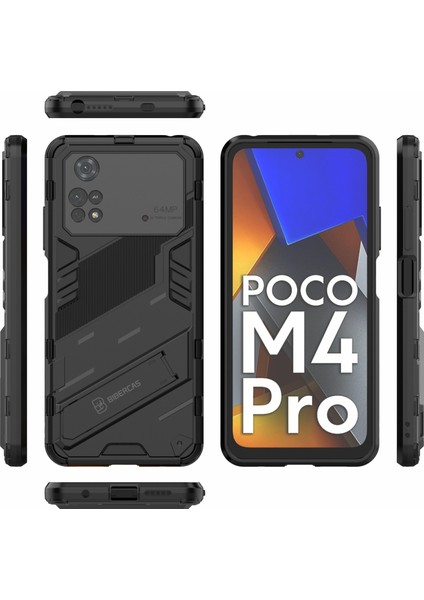 Xiaomi Için Poco M4 Pro 4g Kickstand Tasarım Koruyucu Kapak Yumuşak Tpu Sert Pc Şok Geçirmez Telefon Vaka-Black (Yurt Dışından) indirimleri