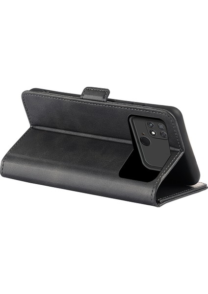 Xiaomi Poco C40 4g Anti-Çizelge Pu Deri Deri Çift Manyetik Tokal Buzağı Doku Doku Standı Cüzdan Damla Koruma Telefon Kapak Black (Yurt Dışından)