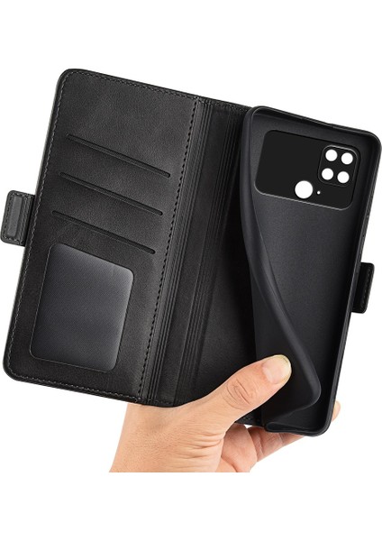 Xiaomi Poco C40 4g Anti-Çizelge Pu Deri Deri Çift Manyetik Tokal Buzağı Doku Doku Standı Cüzdan Damla Koruma Telefon Kapak Black (Yurt Dışından)