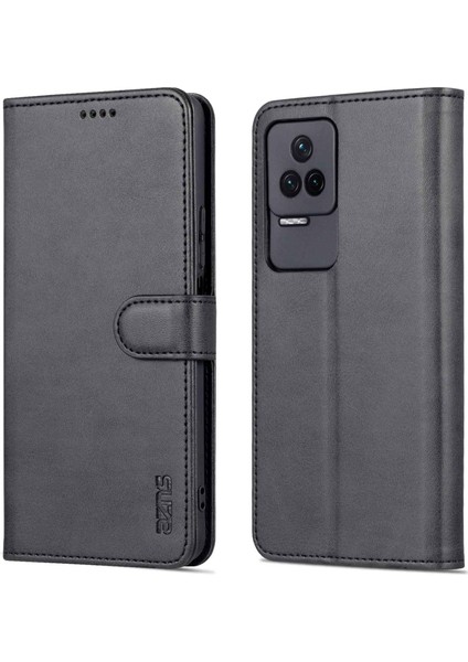 Xiaomi Için Redmi K50/K50 Pro Pu Deri Deri Cüzdan Kılıf Katlanabilir Stand Telefon Tam Koruma Kapak Black (Yurt Dışından)