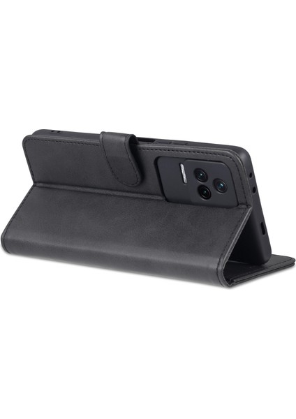 Xiaomi Için Redmi K50/K50 Pro Pu Deri Deri Cüzdan Kılıf Katlanabilir Stand Telefon Tam Koruma Kapak Black (Yurt Dışından)