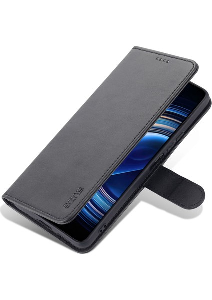 Xiaomi Için Redmi K50/K50 Pro Pu Deri Deri Cüzdan Kılıf Katlanabilir Stand Telefon Tam Koruma Kapak Black (Yurt Dışından)