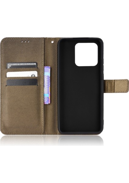Xiaomi Için Anti-Fall Cüzdan Telefon Kılıfı Redmi 10C Pu Deri Manyetik Stand Kabuk Şok Geçirmez Folio Flip Cover Elmas Doku Telefon Koruyucu Strap-Brown (Yurt Dışından)