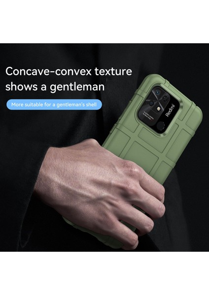 Xiaomi Redmi 10C Için Sağlam Square Izgara Telefon Kılıfı, Kalınlaştırılmış Yumuşak Tpu Şok Geçirmez Cep Telefonu Kabuk Yeşili (Yurt Dışından)
