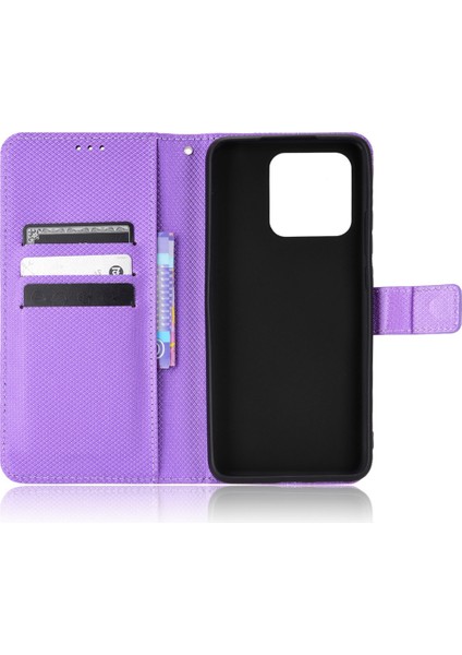 Xiaomi Için Anti-Fall Cüzdan Telefon Kılıfı Redmi 10C Pu Deri Manyetik Stand Kabuk Şok Geçirmez Folio Flip Cover Elmas Doku Telefon Koruyucusu Strap-Spurple ile (Yurt Dışından) fırsatları