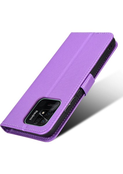 Xiaomi Için Anti-Fall Cüzdan Telefon Kılıfı Redmi 10C Pu Deri Manyetik Stand Kabuk Şok Geçirmez Folio Flip Cover Elmas Doku Telefon Koruyucusu Strap-Spurple ile (Yurt Dışından) indirimleri