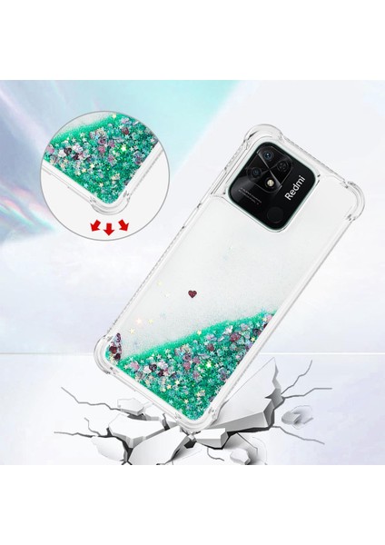 Xiaomi Redmi Için 10C Sıvı Quicksans ve Scratch-Dirençli Sequins Tpu Koruyucu Telefon Vaka-Yeşil/kalpler (Yurt Dışından) fırsatları