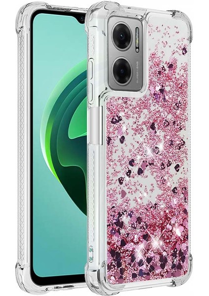 Xiaomi Için Poco M4 5g/redmi Not 11E 5g/redmi 10 5g/redmi 10 Prime+ 5g Sıvı Hızlı ve Şok Geçirmez Sequins Tpu Kapak Iyi Korunmuş Cep Telefonu Kılıf Golü Altın/kalpler (Yurt Dışından)