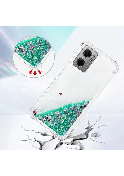 Xiaomi Için Poco M4 5g/redmi Not 11E 5g/redmi 10 5g/redmi 10 Prime+ 5g Sıvı Hızlı ve Şok Geçirmez Sequins Tpu Kapak Iyi Korunmuş Cep Telefonu Vaka-Yeşil/kalpler (Yurt Dışından) fiyatları