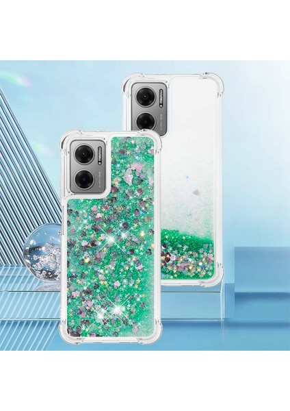 Xiaomi Için Poco M4 5g/redmi Not 11E 5g/redmi 10 5g/redmi 10 Prime+ 5g Sıvı Hızlı ve Şok Geçirmez Sequins Tpu Kapak Iyi Korunmuş Cep Telefonu Vaka-Yeşil/kalpler (Yurt Dışından) indirimleri
