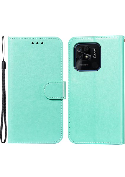 Xiaomi Için Redmi 10C 4g Tpu+Pu Deri Cüzdan Stand Flip Cover Manyetik Kapatma Telefon Kılıf Yeşili (Yurt Dışından)