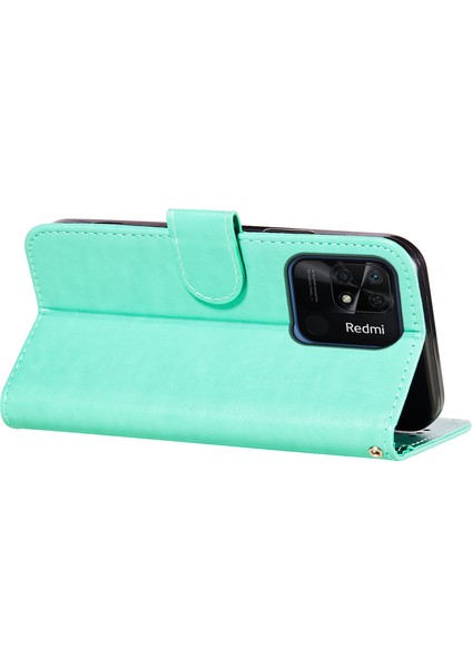 Xiaomi Için Redmi 10C 4g Tpu+Pu Deri Cüzdan Stand Flip Cover Manyetik Kapatma Telefon Kılıf Yeşili (Yurt Dışından) fırsatları