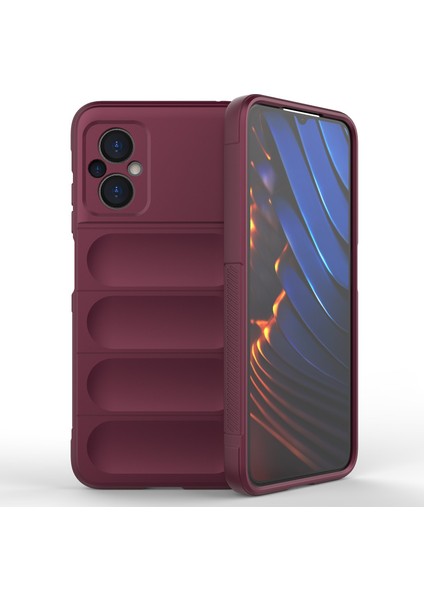 Xiaomi Poco M4 Için 5g/4g Damla Koruma Telefon Kılıfı Tpu Çizgiye Dönüş Anti Cep Telefonu Geri Kapak Koşusu Kırmızısı (Yurt Dışından)