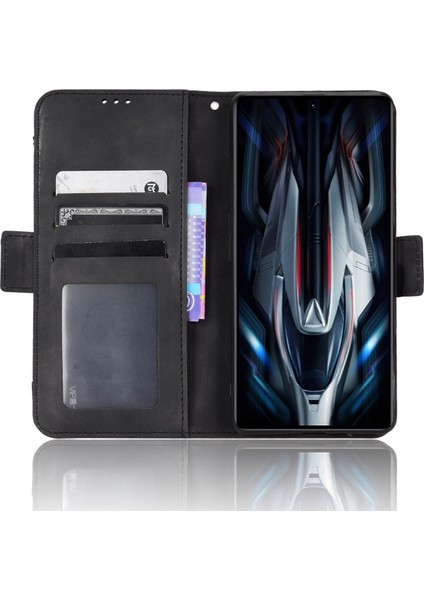 Xiaomi Için Poco F4 Gt/redmı K50 Oyun Yumruğu Önleme Çoklu Kart Yuvası Telefon Kapağı Pu Deri Cüzdan Stand Kılıf Black (Yurt Dışından)