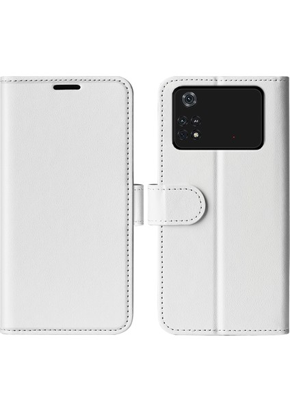 Xiaomi Için Poco M4 Pro 4g Çılgın At Doku Folio Deri Kılıf Cüzdan Ayarlanabilir Stand Telefon Kabuğu-Beyaz (Yurt Dışından)