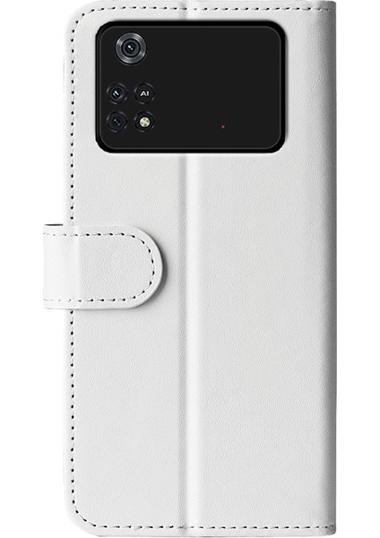 Xiaomi Için Poco M4 Pro 4g Çılgın At Doku Folio Deri Kılıf Cüzdan Ayarlanabilir Stand Telefon Kabuğu-Beyaz (Yurt Dışından) modelleri