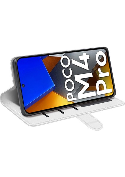 Xiaomi Için Poco M4 Pro 4g Çılgın At Doku Folio Deri Kılıf Cüzdan Ayarlanabilir Stand Telefon Kabuğu-Beyaz (Yurt Dışından) indirimleri