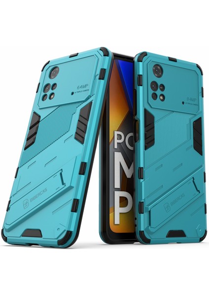Xiaomi Için Poco M4 Pro 4g Kickstand Tasarım Bırak Koruyucu Kapak Yumuşak Tpu Sert Pc Şok Geçirmez Telefon Vaka Baby Mavi (Yurt Dışından) modelleri