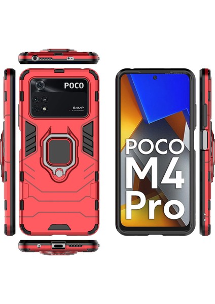 Xiaomi Poco M4 Pro 4g Ring Kickstand Koruyucu Kılıf Yumuşak Tpu+Sert Pc Anti-Drop Telefon Kapak-Kırmızı (Yurt Dışından) indirimleri