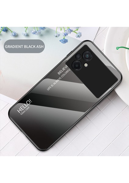 Xiaomi Poco M5 4g, Temperli Cam+Pc+Tpu Şık Gradyan Renkli Cep Telefonu Kapak Siyah Gri (Yurt Dışından) fiyatları