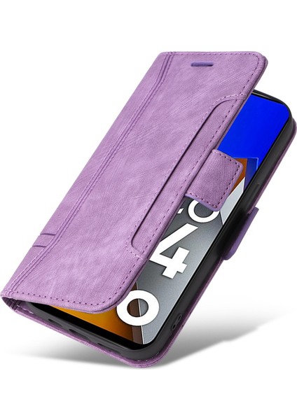 Xiaomi Için Poco M4 Pro 4g Baskılı Dikiş Hattı Pu Deri Derili Damla Geçirmez Kasa Akıllı Telefon Stand Cüzdan Kapağı Strap-Murple (Yurt Dışından) indirimleri