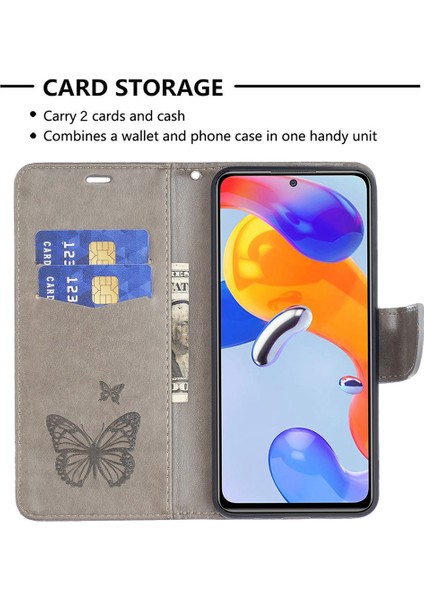 Xiaomi Için Poco M4 Pro 4g Bf Baskı Deseni Iyi Korunmuş Kelebekler Bastı Stand Kılıfı Cüzdan Tarzı Deri Telefon Kapak-Grey (Yurt Dışından) modelleri