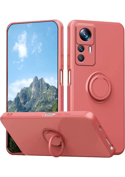 Xiaomi 12T 5g/redmi K50 Ultra 5g Yüzük Kickstand Sıvı Silikon Telefon Kılıfı Kırmızı ile Cep Telefonu Kapağı (Yurt Dışından)