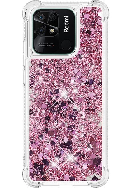 Xiaomi Redmi Için 10C Sıvı Quicksans ve Scratch-Dirençli Sequins Tpu Koruyucu Telefon Vaka Golü Altın/kalpler (Yurt Dışından) modelleri