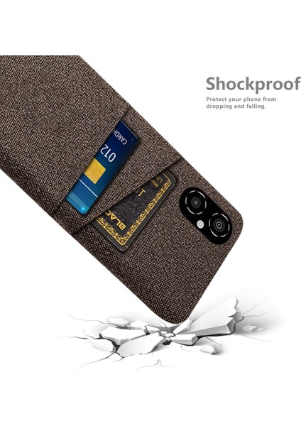 Xiaomi Poco M4 Için 5g Çizgi Anti-Çizelge Kılıfı Yumuşak Dokunmatik Kumaş Doku Pc Arka Kapak Çift Kart Tutucu-Brown (Yurt Dışından) fırsatları