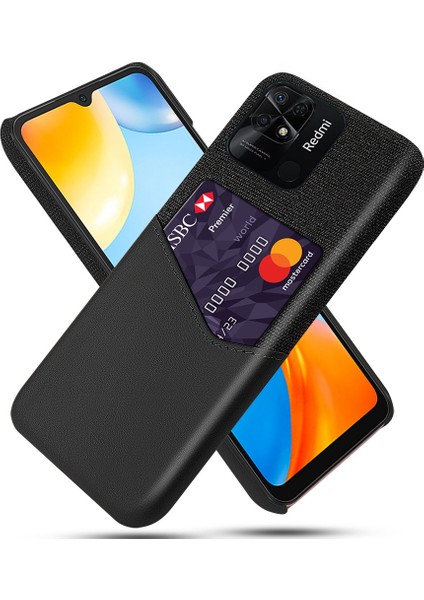 Xiaomi Redmi Için 10C Cep Telefonu Kart Yuvaları Bez Doku Pc+Pu Deri Anti-Fall Arka Kapak Black (Yurt Dışından)