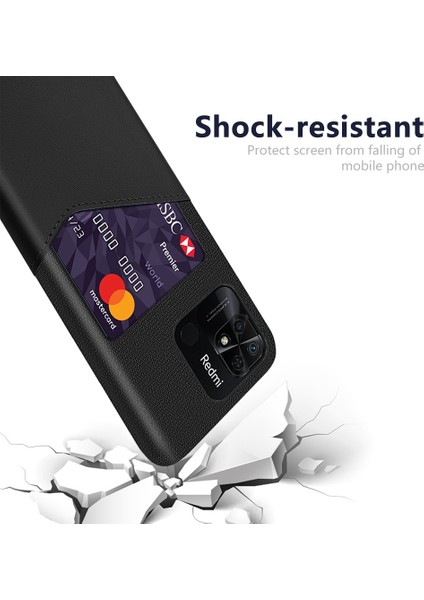 Xiaomi Redmi Için 10C Cep Telefonu Kart Yuvaları Bez Doku Pc+Pu Deri Anti-Fall Arka Kapak Black (Yurt Dışından) modelleri