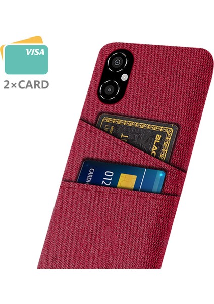 Xiaomi Poco M4 Için 5g Çizgiye Döküm Anti-Çizelge Kılıfı Yumuşak Dokunmatik Kumaş Doku Pc Arka Kapak Çift Kart Tutucu-Kırmızı (Yurt Dışından) fiyatları
