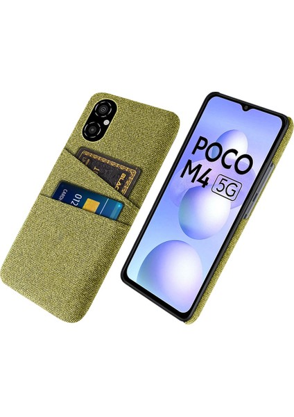 Xiaomi Poco M4 Için 5g Çizgi Anti-Çizelge Kılıfı Yumuşak Dokunmatik Kumaş Doku Pc Arka Kapak Çift Kart Tutucu Sarı (Yurt Dışından)