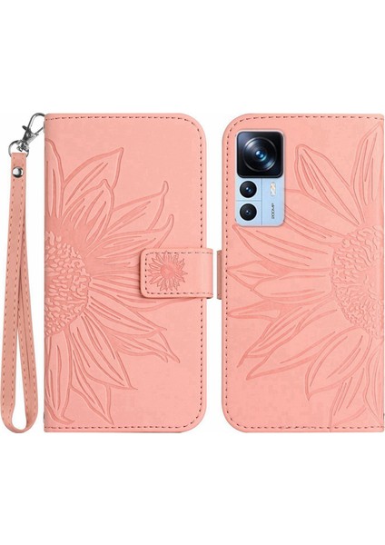 Xiaomi 12T 5G/12T Pro 5g/redmi K50 Ultra 5g HT04 Baskılı Ayçiçeği Stand Cüzdan Telefon Kılıfı Cilt Doku Pu Deri Anti Dalgalı Kapak (Yurt Dışından)