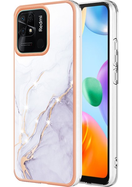 Xiaomi Redmi 10C 4g Imd Mermer Desen Telefon Kılıfı Tpu Kabuk-Beyaz (Yurt Dışından)