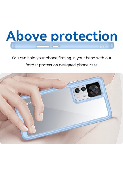 Xiaomi 12T 5g Telefon Kasası Için, Düşme Geçirmez Cep Telefonu Kabuğu Tpu Tampon+Akrilik Geri Koruyucu Kapak-Mavi (Yurt Dışından) modelleri